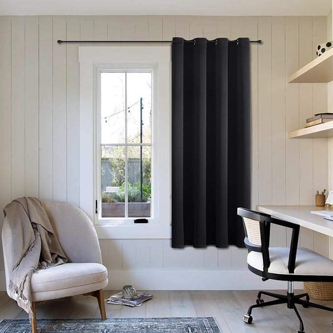 ChrisDowa Blackout Door Curtains for Doorway Privacy, Grommet Closet Curtains for Bedroom Closet Door, Thermal Insulated Temporary Doorway Cover Room Divider Drapes (1 Panel, Dark Grey, 34 x 80 Inch)