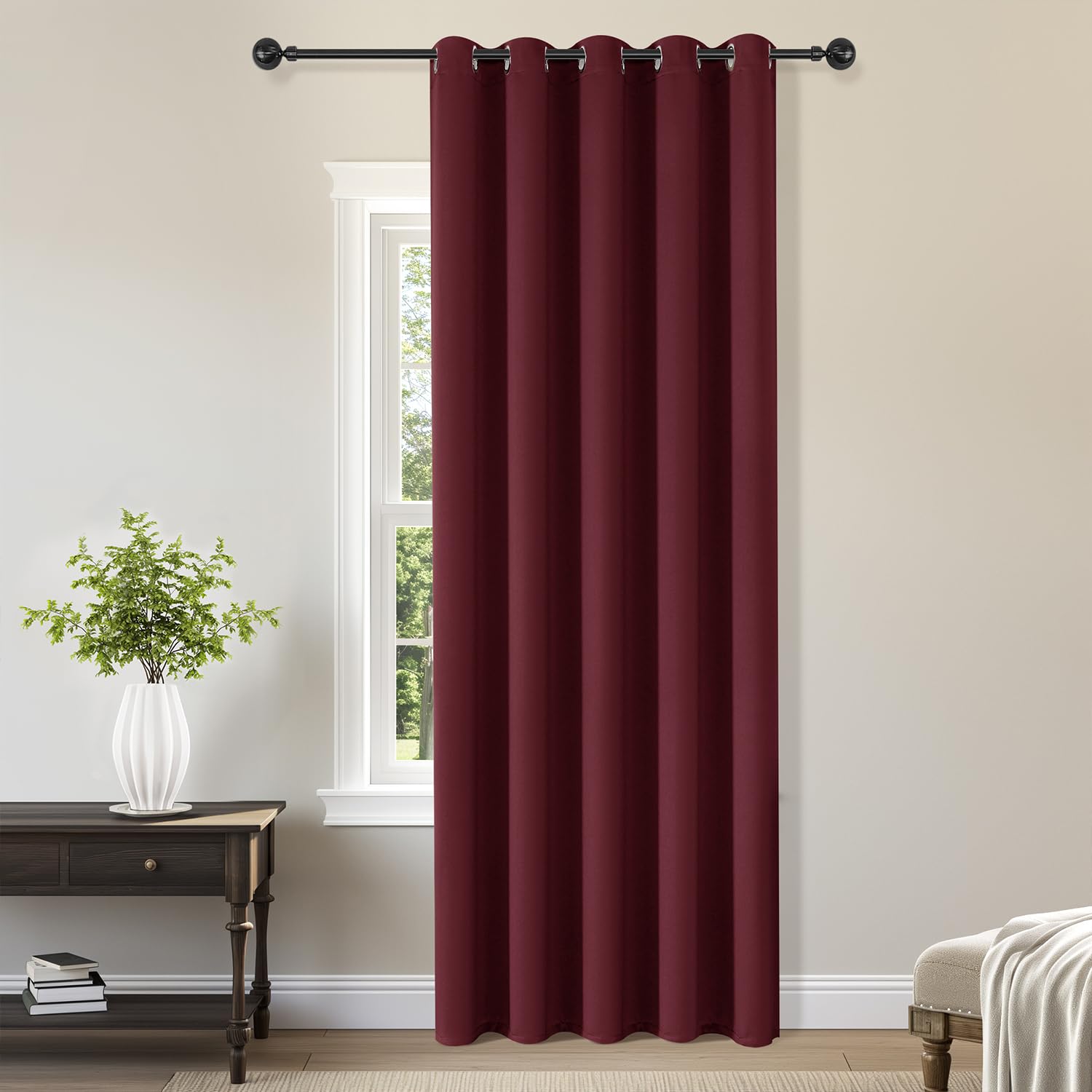 ChrisDowa Blackout Door Curtains for Doorway Privacy, Grommet Closet Curtains for Bedroom Closet Door, Thermal Insulated Temporary Doorway Cover Room Divider Drapes (1 Panel, Dark Grey, 34 x 80 Inch)