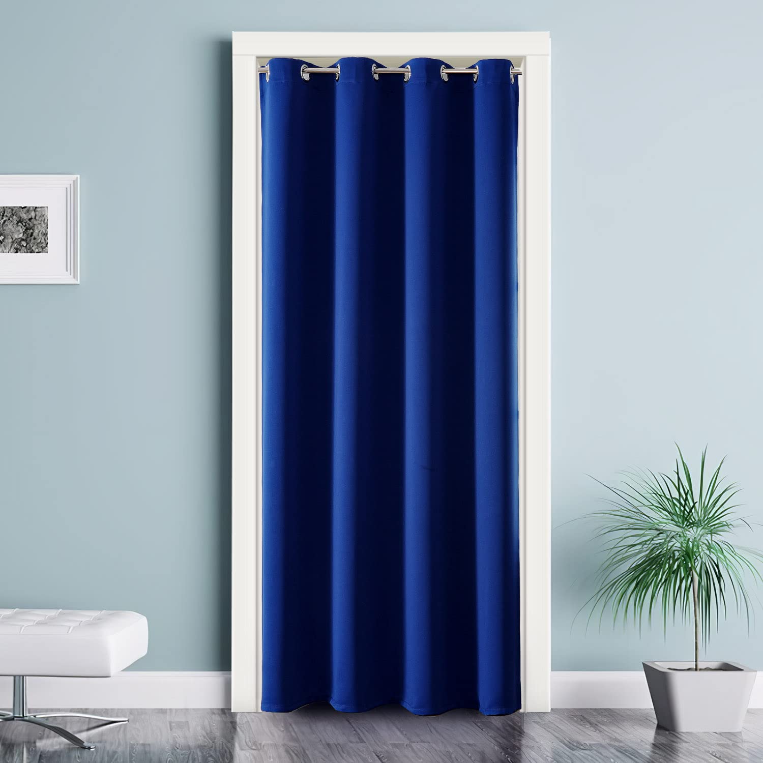 ChrisDowa Blackout Door Curtains for Doorway Privacy, Grommet Closet Curtains for Bedroom Closet Door, Thermal Insulated Temporary Doorway Cover Room Divider Drapes (1 Panel, Dark Grey, 34 x 80 Inch)