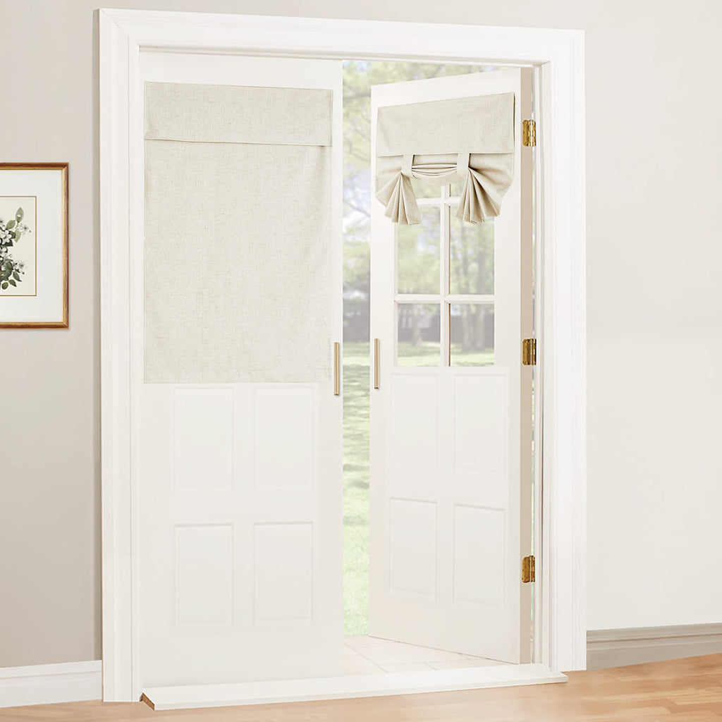 RYB HOME Blackout French Door Curtain - Privacy Thermal Insulated Window Shades for Patio Kitchen Front Entry Back Door Glass Window, Self Adhesive No Drill, 1 Panel, 26" W x 69" L, Black