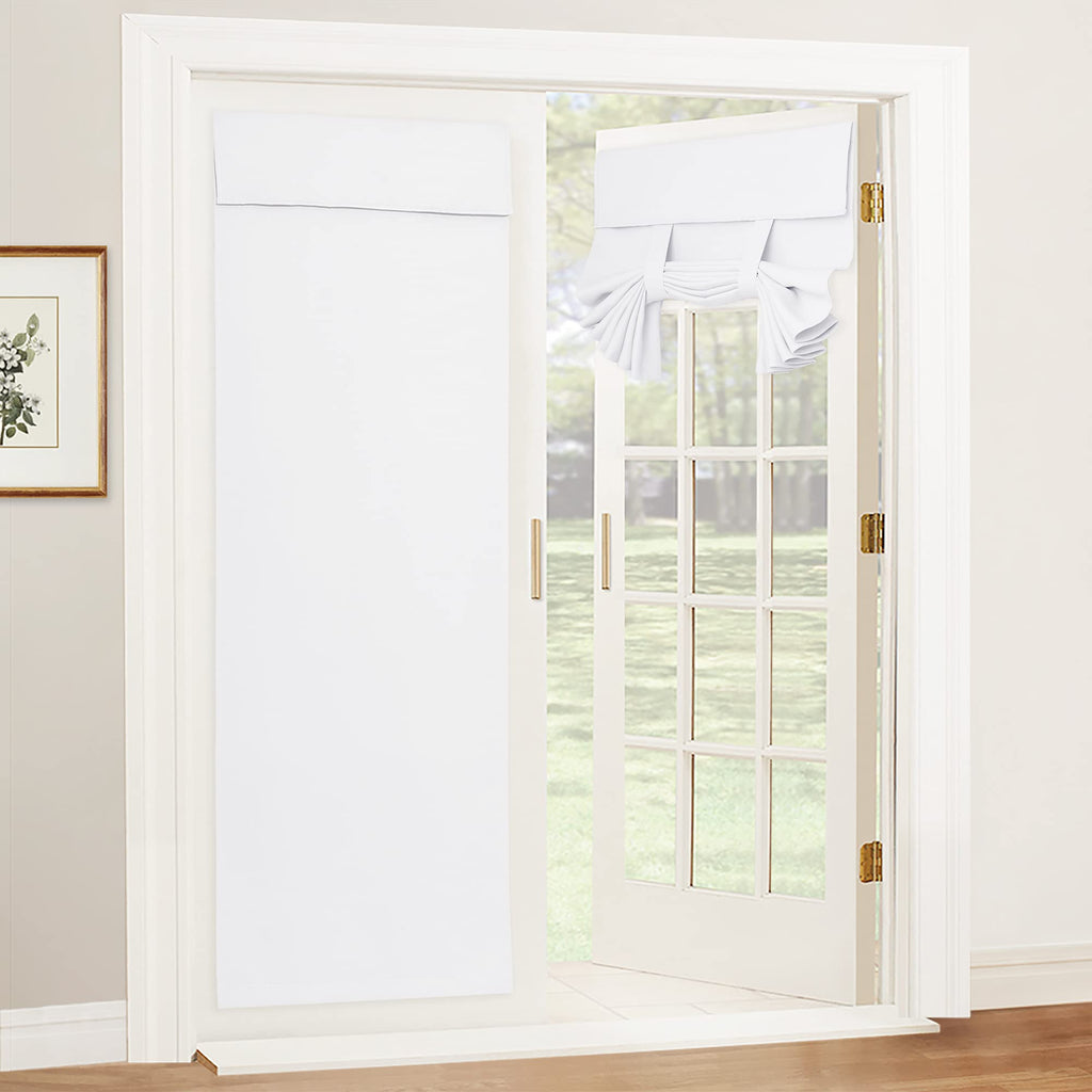 RYB HOME Blackout French Door Curtain - Privacy Thermal Insulated Window Shades for Patio Kitchen Front Entry Back Door Glass Window, Self Adhesive No Drill, 1 Panel, 26" W x 69" L, Black