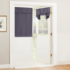 RYB HOME Blackout French Door Curtain - Privacy Thermal Insulated Window Shades for Patio Kitchen Front Entry Back Door Glass Window, Self Adhesive No Drill, 1 Panel, 26" W x 69" L, Black