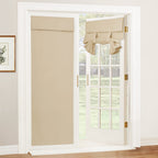 RYB HOME Blackout French Door Curtain - Privacy Thermal Insulated Window Shades for Patio Kitchen Front Entry Back Door Glass Window, Self Adhesive No Drill, 1 Panel, 26" W x 69" L, Black