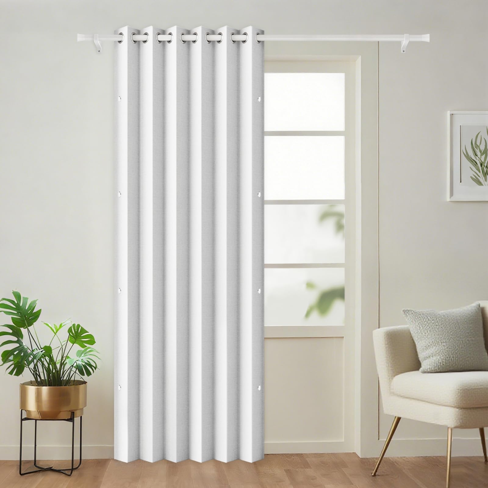 100% Blackout Privacy Door Curtain for Doorway, Magnetic Door Curtain for Closet & Hallway, 1 Panel, W45 x L80, Gray