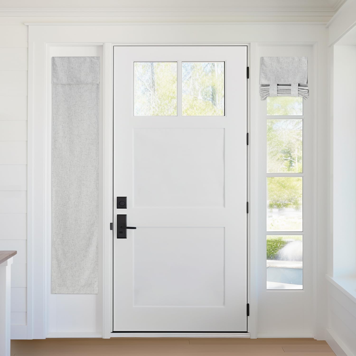 RYB HOME Blackout French Door Curtain - Privacy Thermal Insulated Window Shades for Patio Kitchen Front Entry Back Door Glass Window, Self Adhesive No Drill, 1 Panel, 26" W x 69" L, Black