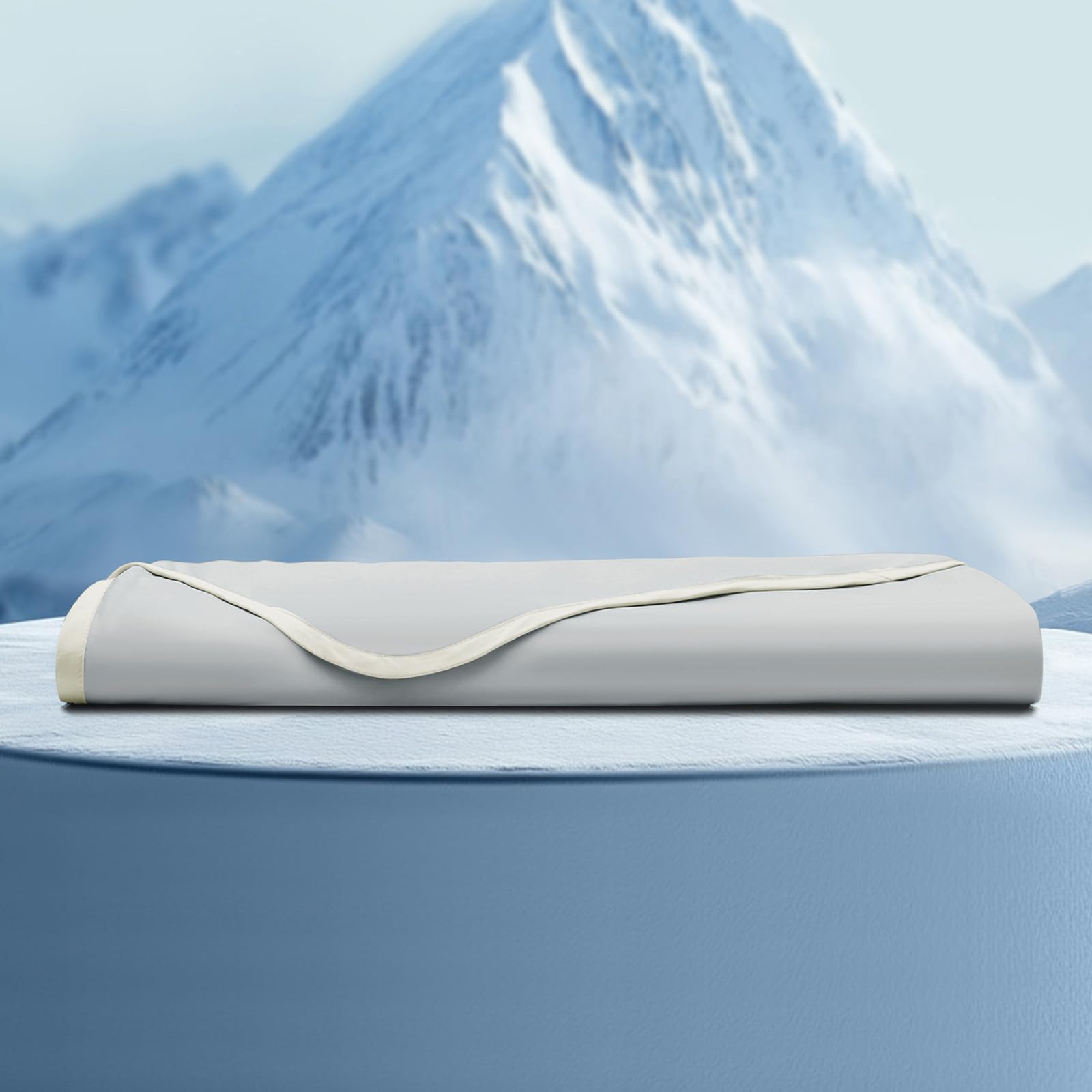 PHF Double Cooling Blanket for Hot Sleepers Queen Size, Arc-Chill Q-Max>0.5 with Double Cooling, Lightweight Summer Blanket Absorbs Heat to Keep Cool All Night for Night Sweats (Ice Blue, 90''x90'')