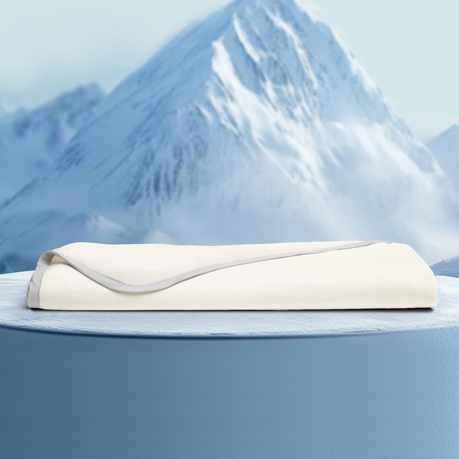 PHF Double Cooling Blanket for Hot Sleepers Queen Size, Arc-Chill Q-Max>0.5 with Double Cooling, Lightweight Summer Blanket Absorbs Heat to Keep Cool All Night for Night Sweats (Ice Blue, 90''x90'')