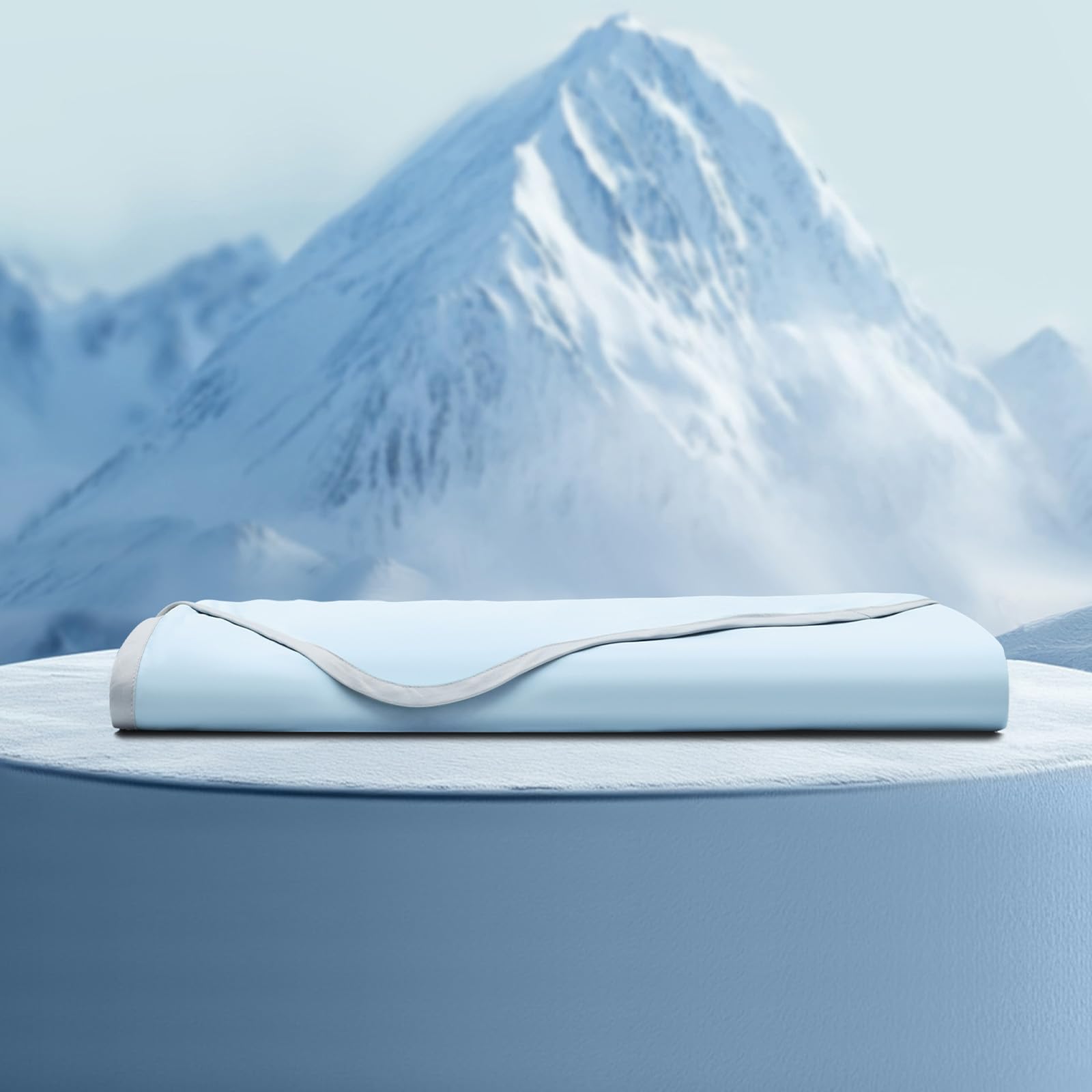 PHF Double Cooling Blanket for Hot Sleepers Queen Size, Arc-Chill Q-Max>0.5 with Double Cooling, Lightweight Summer Blanket Absorbs Heat to Keep Cool All Night for Night Sweats (Ice Blue, 90''x90'')