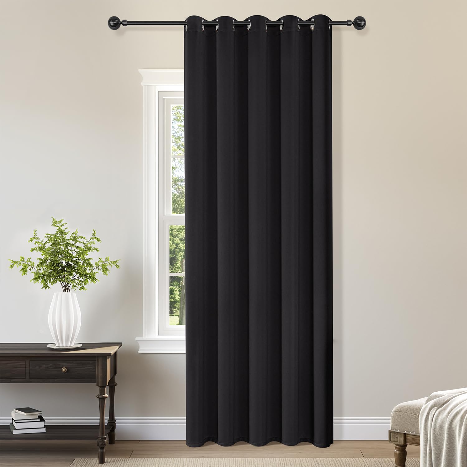 ChrisDowa Blackout Door Curtains for Doorway Privacy, Grommet Closet Curtains for Bedroom Closet Door, Thermal Insulated Temporary Doorway Cover Room Divider Drapes (1 Panel, Dark Grey, 34 x 80 Inch)