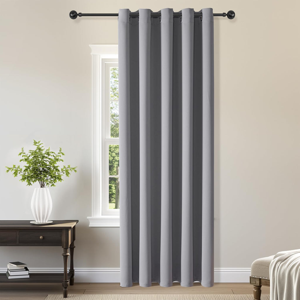 ChrisDowa Blackout Door Curtains for Doorway Privacy, Grommet Closet Curtains for Bedroom Closet Door, Thermal Insulated Temporary Doorway Cover Room Divider Drapes (1 Panel, Dark Grey, 34 x 80 Inch)
