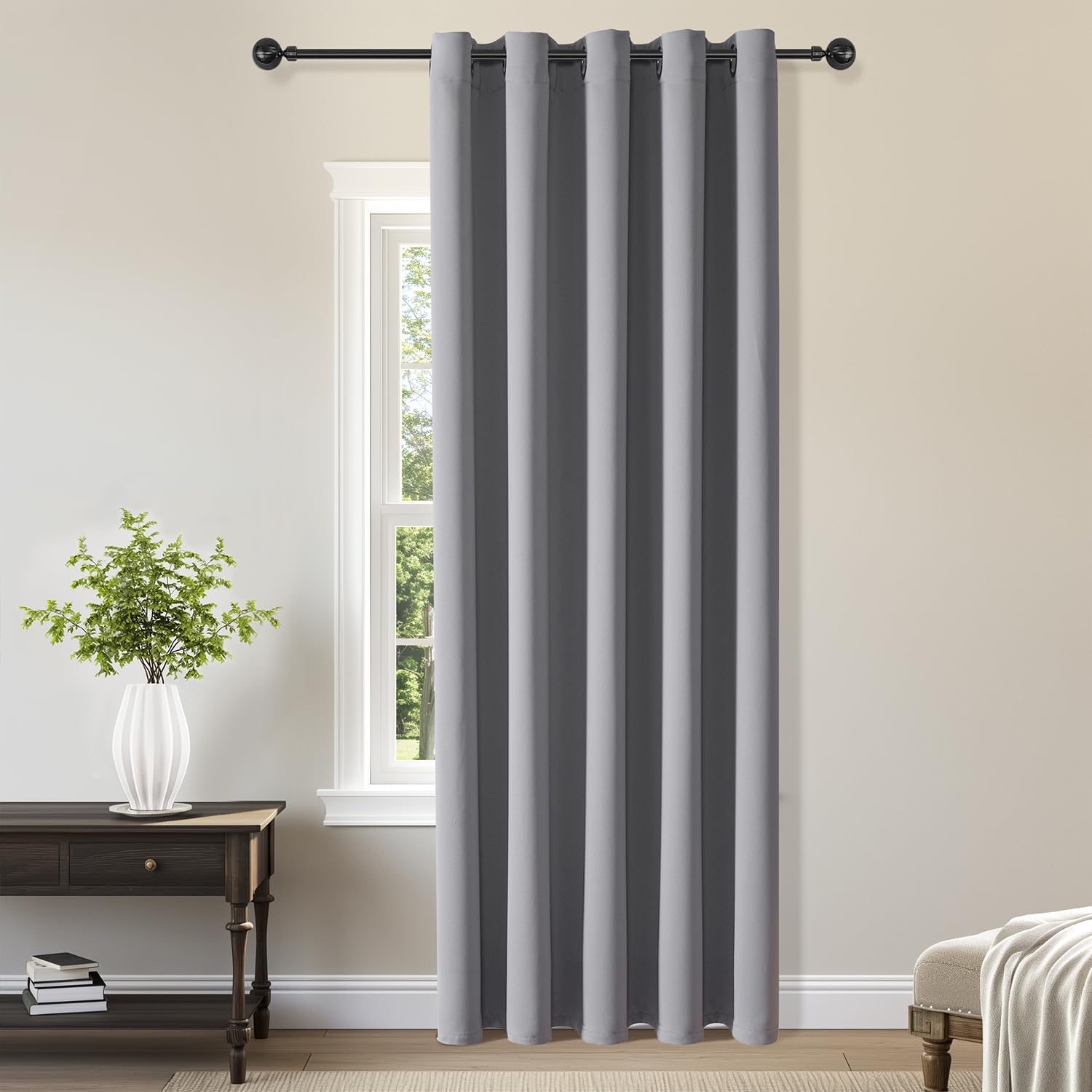 ChrisDowa Blackout Door Curtains for Doorway Privacy, Grommet Closet Curtains for Bedroom Closet Door, Thermal Insulated Temporary Doorway Cover Room Divider Drapes (1 Panel, Dark Grey, 34 x 80 Inch)