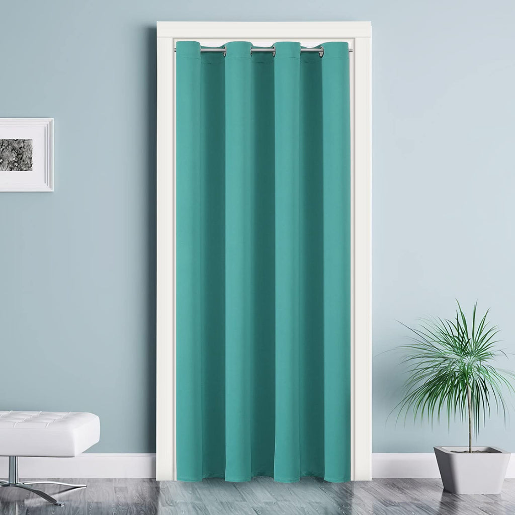ChrisDowa Blackout Door Curtains for Doorway Privacy, Grommet Closet Curtains for Bedroom Closet Door, Thermal Insulated Temporary Doorway Cover Room Divider Drapes (1 Panel, Dark Grey, 34 x 80 Inch)
