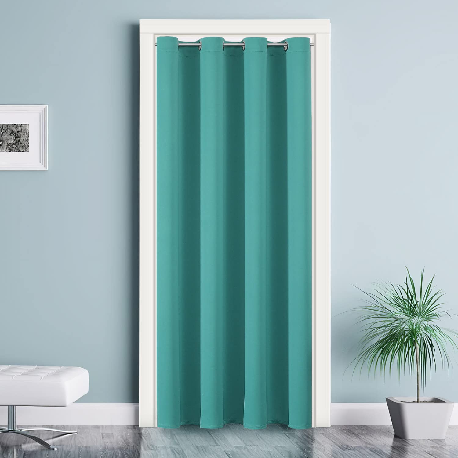 ChrisDowa Blackout Door Curtains for Doorway Privacy, Grommet Closet Curtains for Bedroom Closet Door, Thermal Insulated Temporary Doorway Cover Room Divider Drapes (1 Panel, Dark Grey, 34 x 80 Inch)