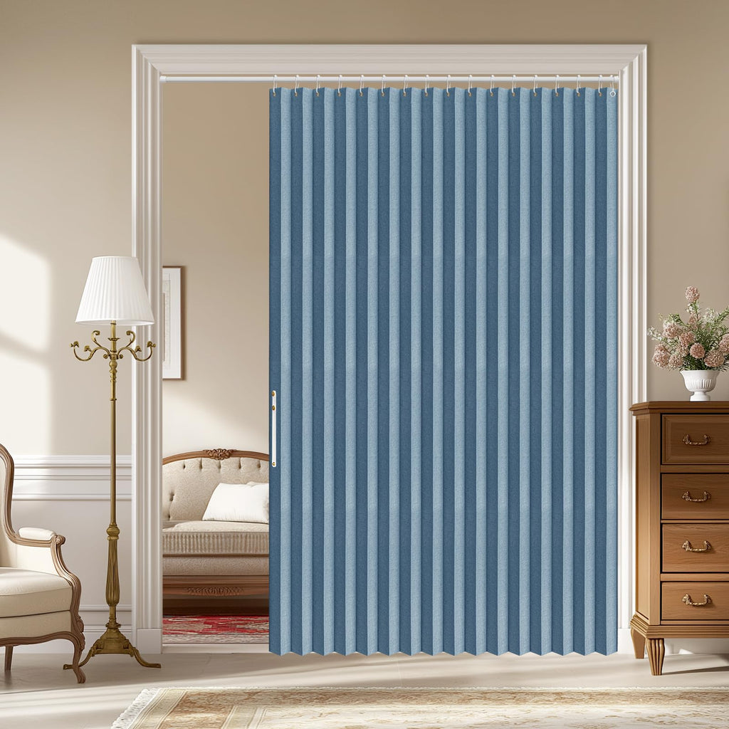 AJAZZ 100% Blackout Accordion Door Magnetic Door Curtain Folding Closet Doors Curtain Invisible Applicable Bedroom Room Living Room Doorway （Grey 42" W x 78" L 1 Panel