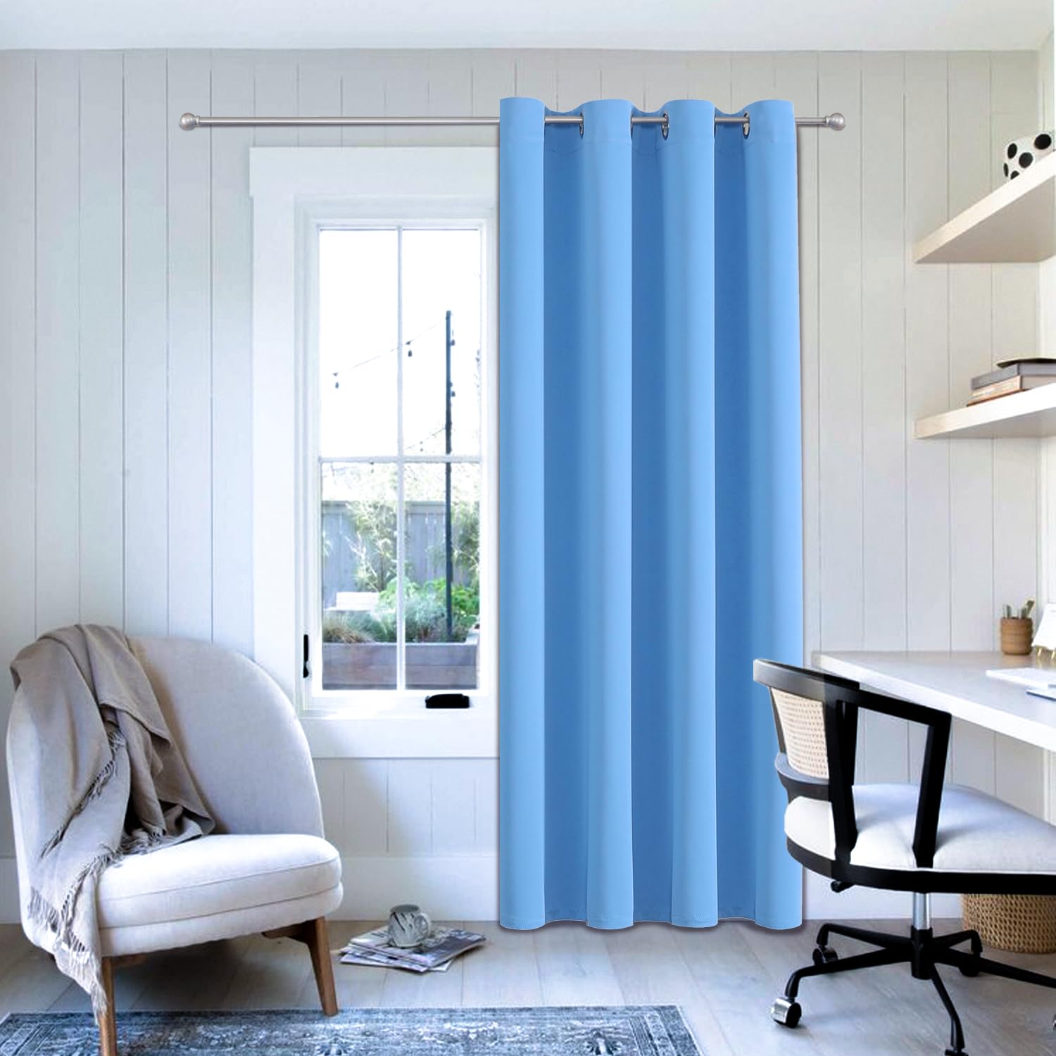 ChrisDowa Blackout Door Curtains for Doorway Privacy, Grommet Closet Curtains for Bedroom Closet Door, Thermal Insulated Temporary Doorway Cover Room Divider Drapes (1 Panel, Dark Grey, 34 x 80 Inch)