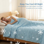 SheRest Lightweight & Breathable Summer Throw Blanket for the AC Room, Couch, or Nap Time, Soft and Portable Cooling Blanket for Hot Sleepers and Night Sweats (Blue, Twin)