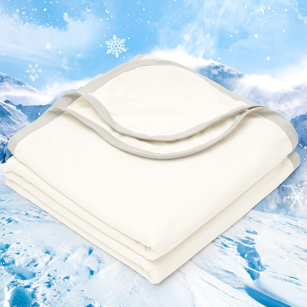 PHF Double Cooling Blanket for Hot Sleepers Queen Size, Arc-Chill Q-Max>0.5 with Double Cooling, Lightweight Summer Blanket Absorbs Heat to Keep Cool All Night for Night Sweats (Ice Blue, 90''x90'')