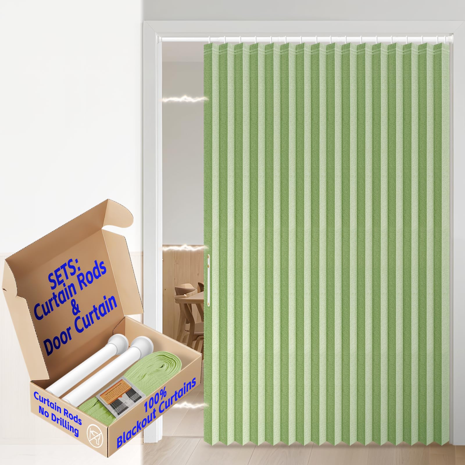 AJAZZ 100% Blackout Accordion Door Magnetic Door Curtain Folding Closet Doors Curtain Invisible Applicable Bedroom Room Living Room Doorway （Grey 42" W x 78" L 1 Panel