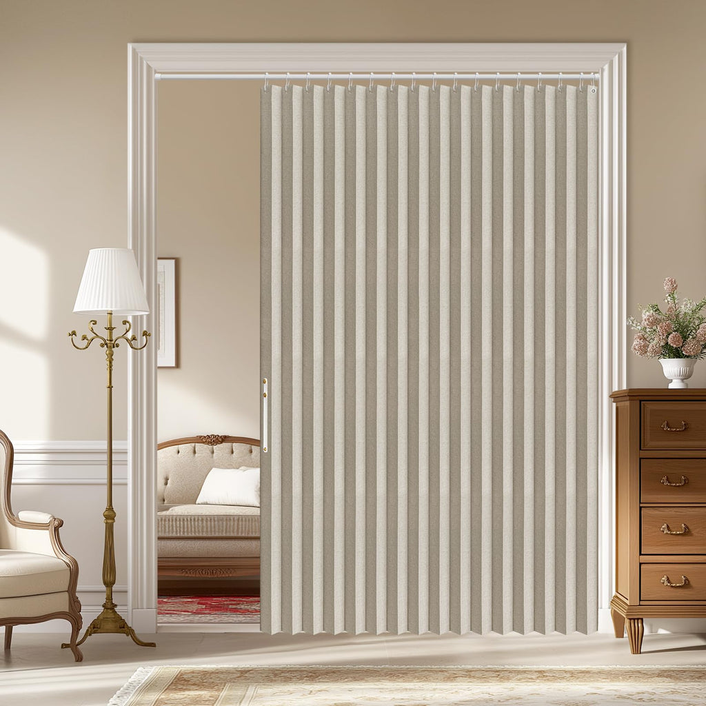 AJAZZ 100% Blackout Accordion Door Magnetic Door Curtain Folding Closet Doors Curtain Invisible Applicable Bedroom Room Living Room Doorway （Grey 42" W x 78" L 1 Panel