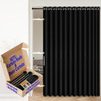 AJAZZ 100% Blackout Accordion Door Magnetic Door Curtain Folding Closet Doors Curtain Invisible Applicable Bedroom Room Living Room Doorway （Grey 42" W x 78" L 1 Panel
