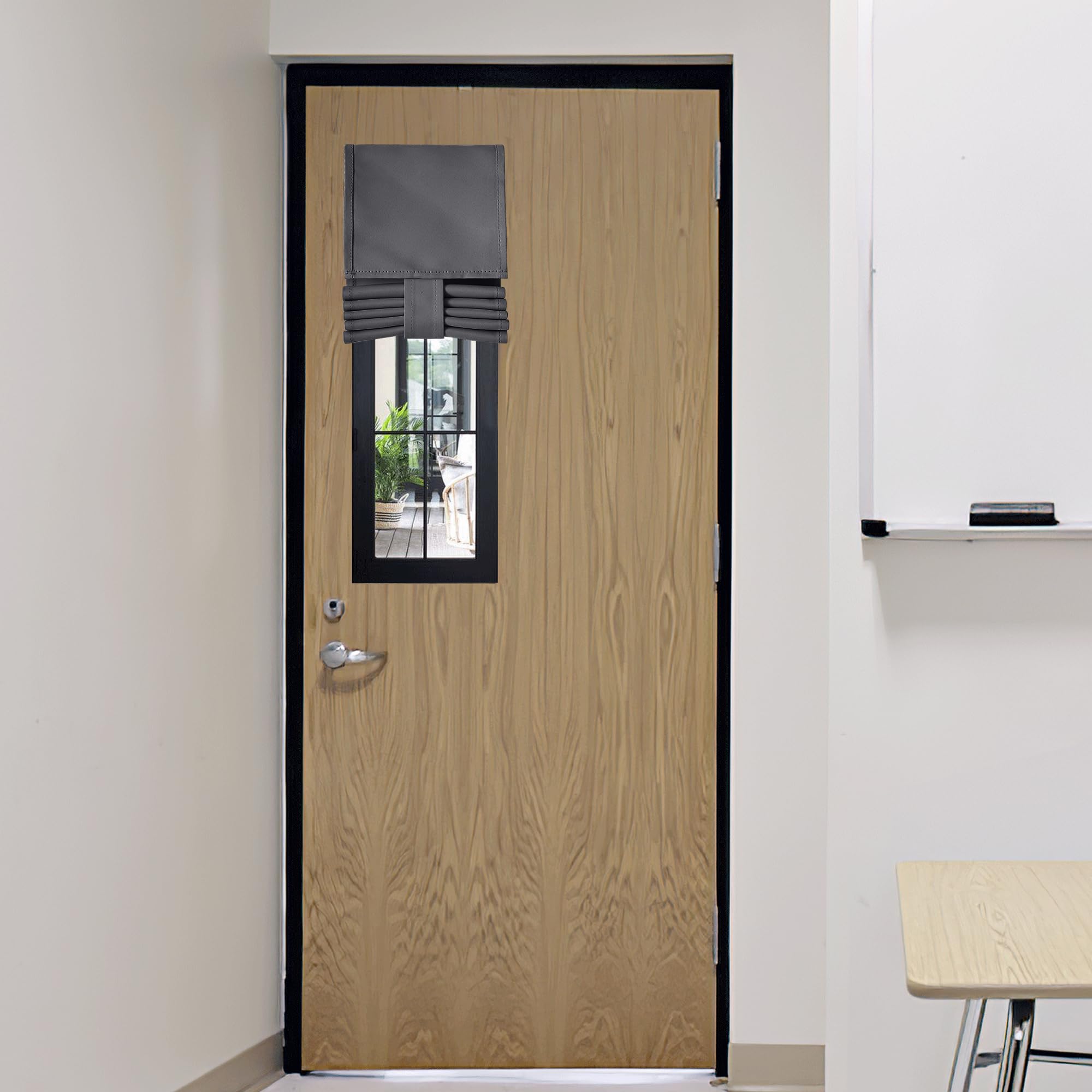 RYB HOME Blackout French Door Curtain - Privacy Thermal Insulated Window Shades for Patio Kitchen Front Entry Back Door Glass Window, Self Adhesive No Drill, 1 Panel, 26" W x 69" L, Black