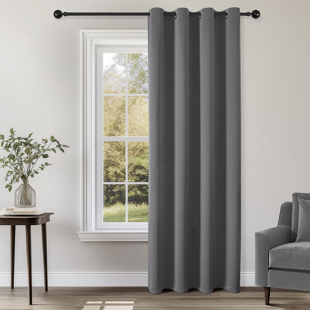 ChrisDowa Blackout Door Curtains for Doorway Privacy, Grommet Closet Curtains for Bedroom Closet Door, Thermal Insulated Temporary Doorway Cover Room Divider Drapes (1 Panel, Dark Grey, 34 x 80 Inch)