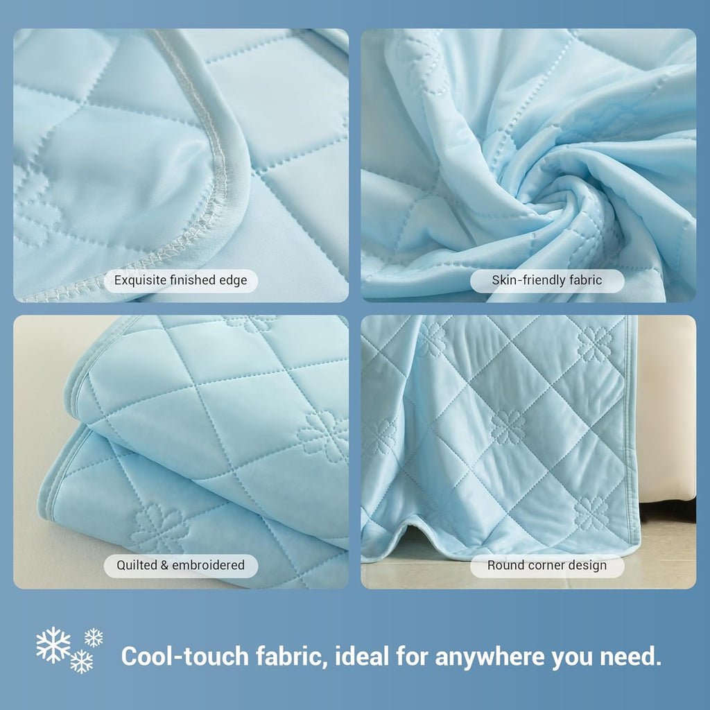 SheRest Lightweight & Breathable Summer Throw Blanket for the AC Room, Couch, or Nap Time, Soft and Portable Cooling Blanket for Hot Sleepers and Night Sweats (Blue, Twin)