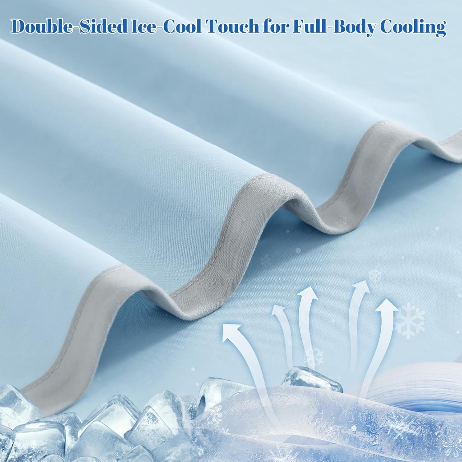 PHF Double Cooling Blanket for Hot Sleepers Queen Size, Arc-Chill Q-Max>0.5 with Double Cooling, Lightweight Summer Blanket Absorbs Heat to Keep Cool All Night for Night Sweats (Ice Blue, 90''x90'')