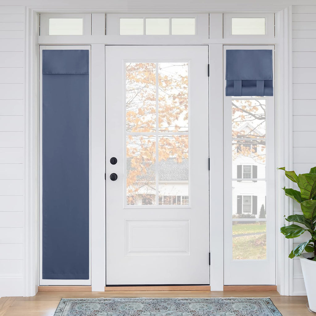 RYB HOME Blackout French Door Curtain - Privacy Thermal Insulated Window Shades for Patio Kitchen Front Entry Back Door Glass Window, Self Adhesive No Drill, 1 Panel, 26" W x 69" L, Black