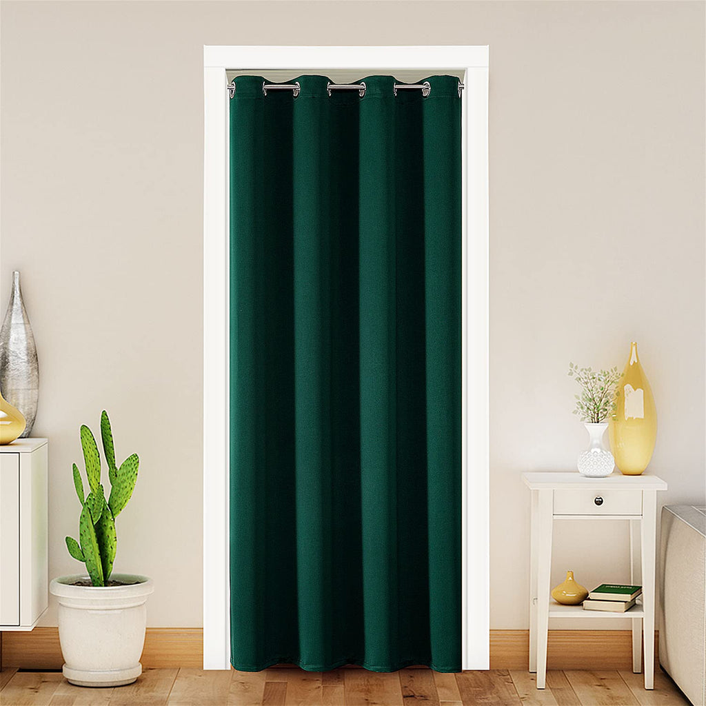 ChrisDowa Blackout Door Curtains for Doorway Privacy, Grommet Closet Curtains for Bedroom Closet Door, Thermal Insulated Temporary Doorway Cover Room Divider Drapes (1 Panel, Dark Grey, 34 x 80 Inch)