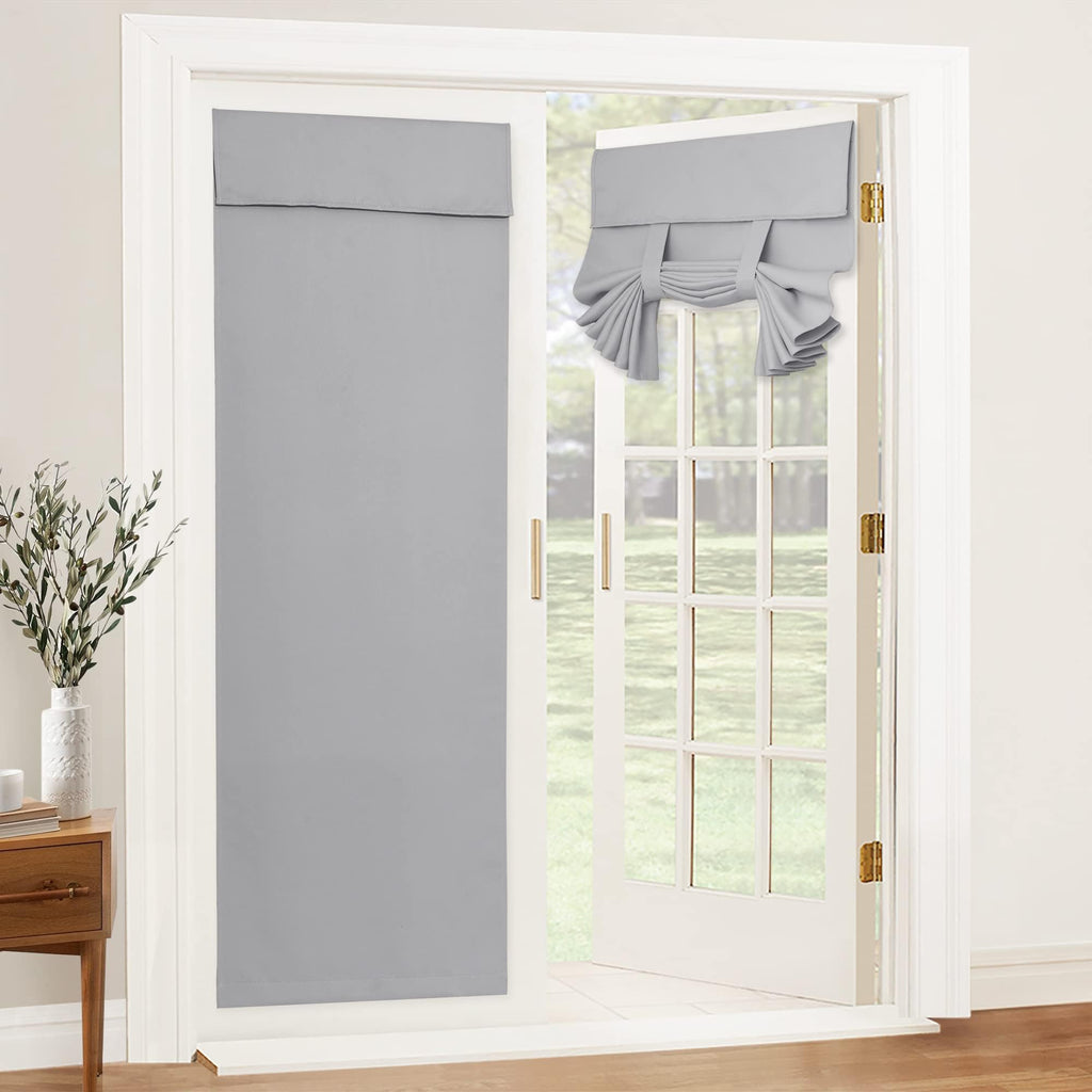 RYB HOME Blackout French Door Curtain - Privacy Thermal Insulated Window Shades for Patio Kitchen Front Entry Back Door Glass Window, Self Adhesive No Drill, 1 Panel, 26" W x 69" L, Black