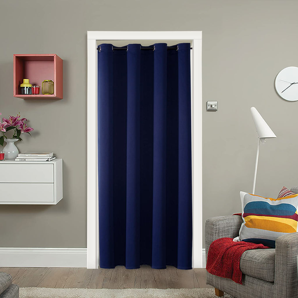 ChrisDowa Blackout Door Curtains for Doorway Privacy, Grommet Closet Curtains for Bedroom Closet Door, Thermal Insulated Temporary Doorway Cover Room Divider Drapes (1 Panel, Dark Grey, 34 x 80 Inch)