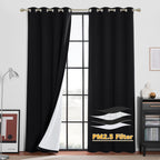 RYB HOME Dustproof Curtains for Large Window, Soundproof Thermal Insulated Blackout Curtains for Sliding Glass Door Furance Office Dorm Bedroom Living Room, Silver Grey, W62 x L95 inch, 2 Panels