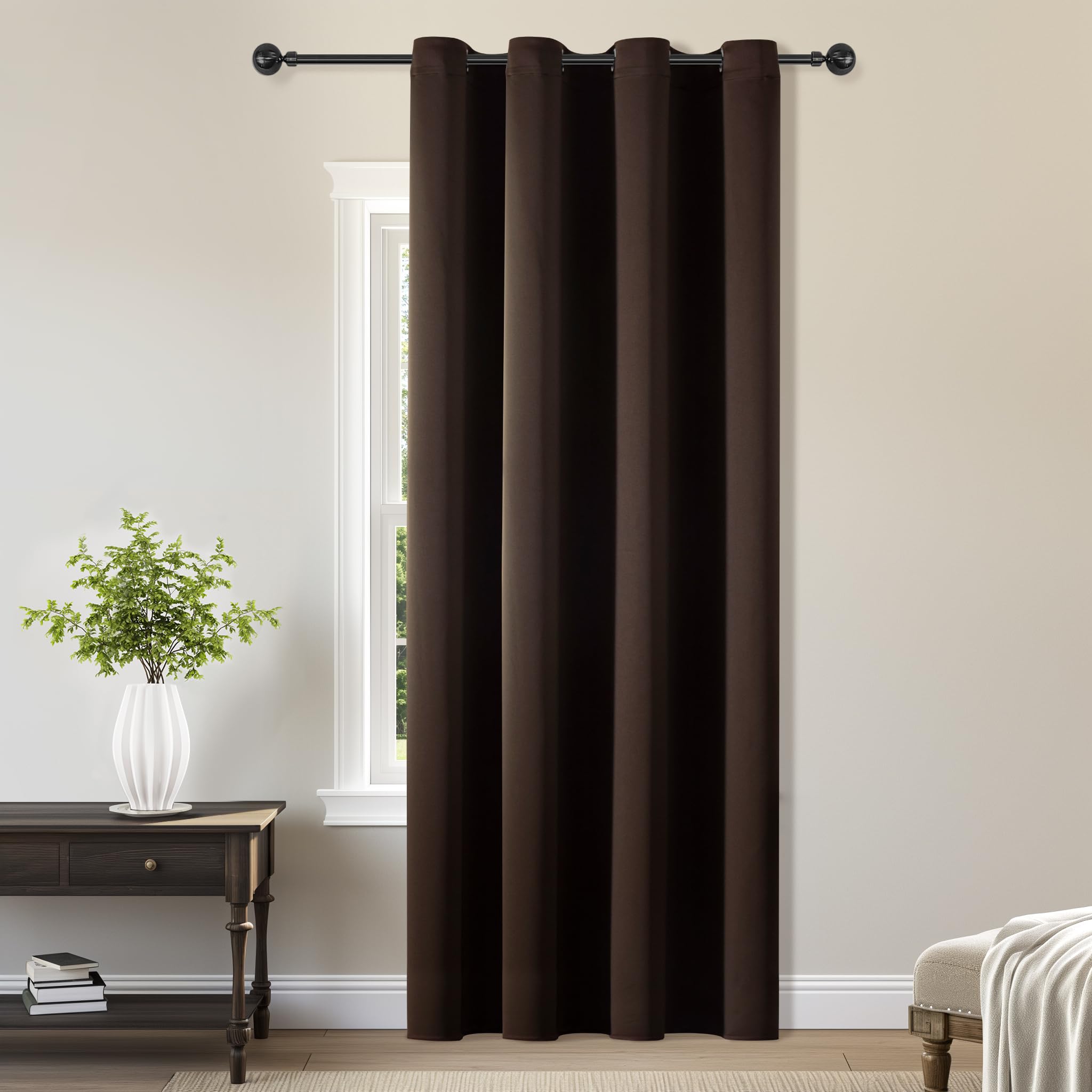 ChrisDowa Blackout Door Curtains for Doorway Privacy, Grommet Closet Curtains for Bedroom Closet Door, Thermal Insulated Temporary Doorway Cover Room Divider Drapes (1 Panel, Dark Grey, 34 x 80 Inch)