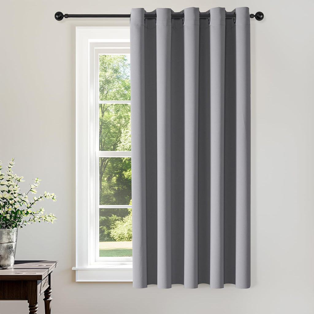 ChrisDowa Blackout Door Curtains for Doorway Privacy, Grommet Closet Curtains for Bedroom Closet Door, Thermal Insulated Temporary Doorway Cover Room Divider Drapes (1 Panel, Dark Grey, 34 x 80 Inch)