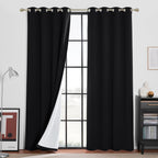 RYB HOME Dustproof Curtains for Large Window, Soundproof Thermal Insulated Blackout Curtains for Sliding Glass Door Furance Office Dorm Bedroom Living Room, Silver Grey, W62 x L95 inch, 2 Panels