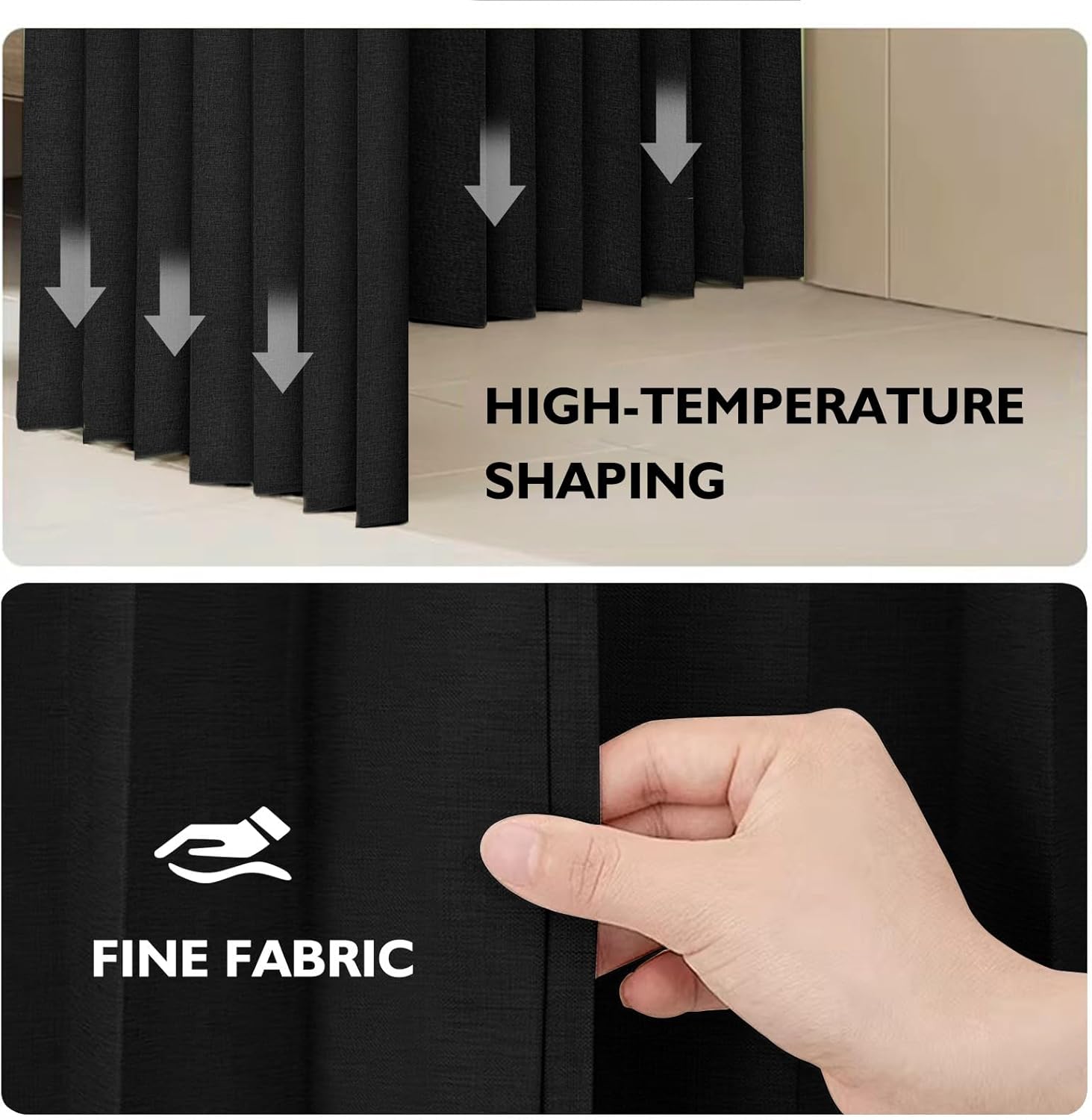 Jilron 100% Blackout Fabric Folding Door Curtain with Magnetic Closure - Accordion Style for Sliding Doors, Closets,Wardrobe and Temporary Door Solutions Doorway Curtains（W42 x L78, Black，1 Panel）