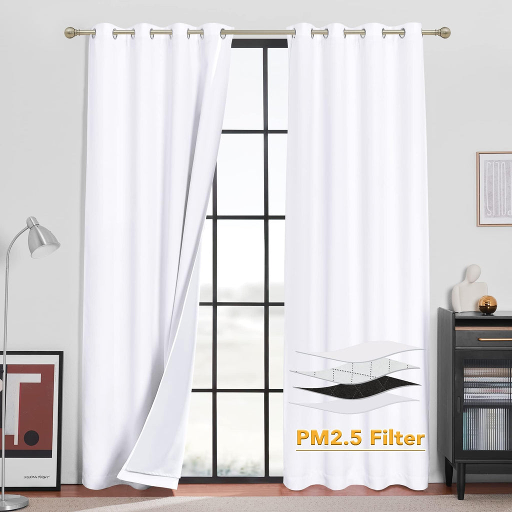 RYB HOME Dustproof Curtains for Large Window, Soundproof Thermal Insulated Blackout Curtains for Sliding Glass Door Furance Office Dorm Bedroom Living Room, Silver Grey, W62 x L95 inch, 2 Panels