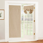 RYB HOME Blackout French Door Curtain - Privacy Thermal Insulated Window Shades for Patio Kitchen Front Entry Back Door Glass Window, Self Adhesive No Drill, 1 Panel, 26" W x 69" L, Black