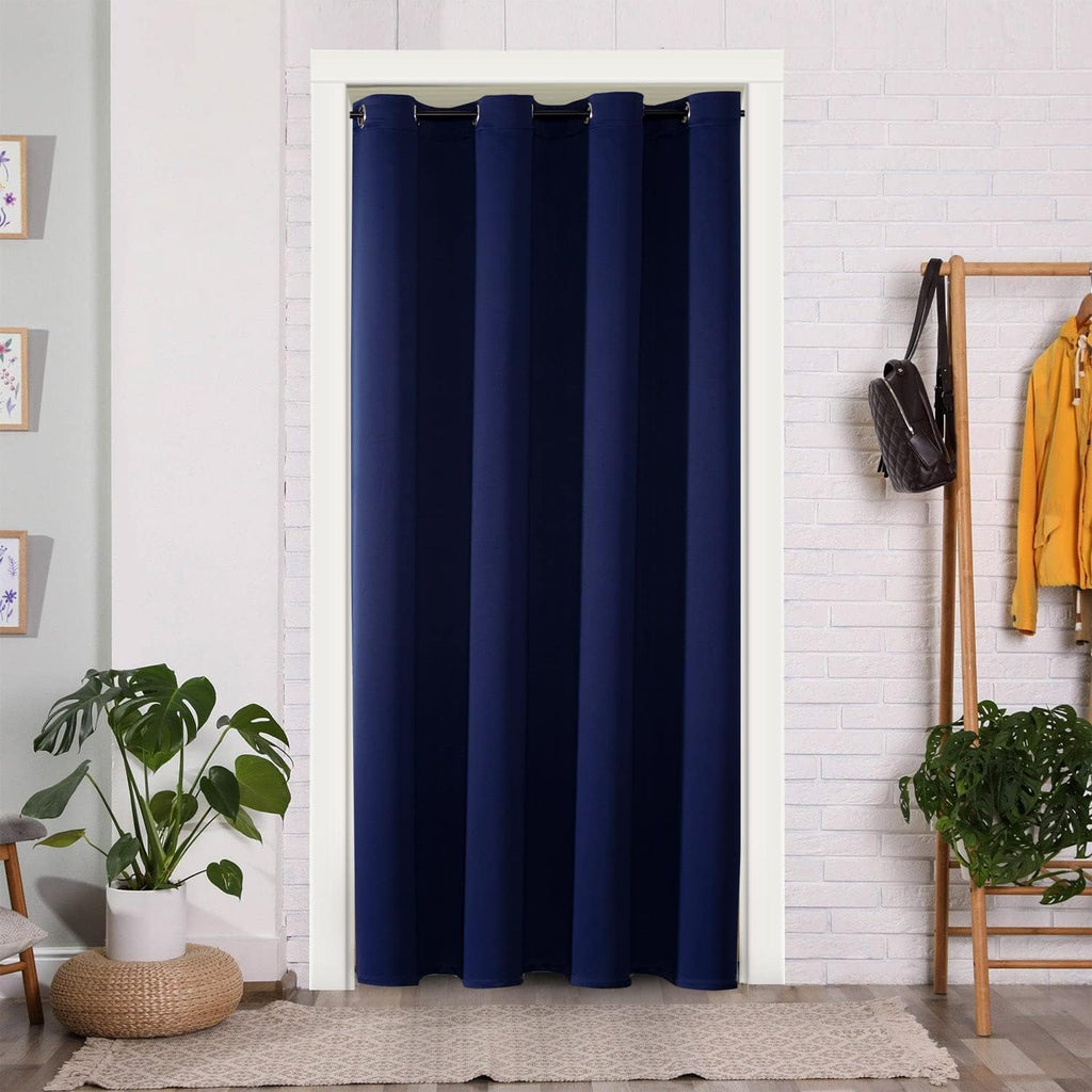 ChrisDowa Blackout Door Curtains for Doorway Privacy, Grommet Closet Curtains for Bedroom Closet Door, Thermal Insulated Temporary Doorway Cover Room Divider Drapes (1 Panel, Dark Grey, 34 x 80 Inch)