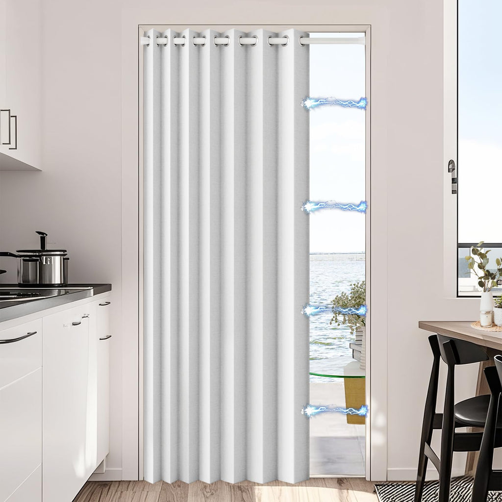 100% Blackout Privacy Door Curtain for Doorway, Magnetic Door Curtain for Closet & Hallway, 1 Panel, W45 x L80, Gray
