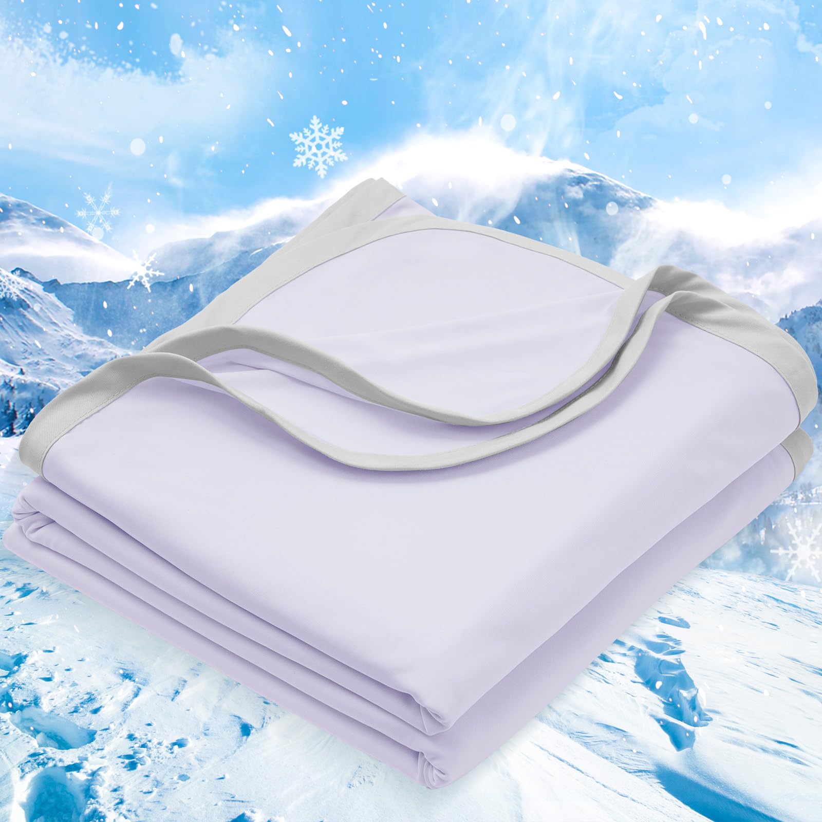 PHF Double Cooling Blanket for Hot Sleepers Queen Size, Arc-Chill Q-Max>0.5 with Double Cooling, Lightweight Summer Blanket Absorbs Heat to Keep Cool All Night for Night Sweats (Ice Blue, 90''x90'')