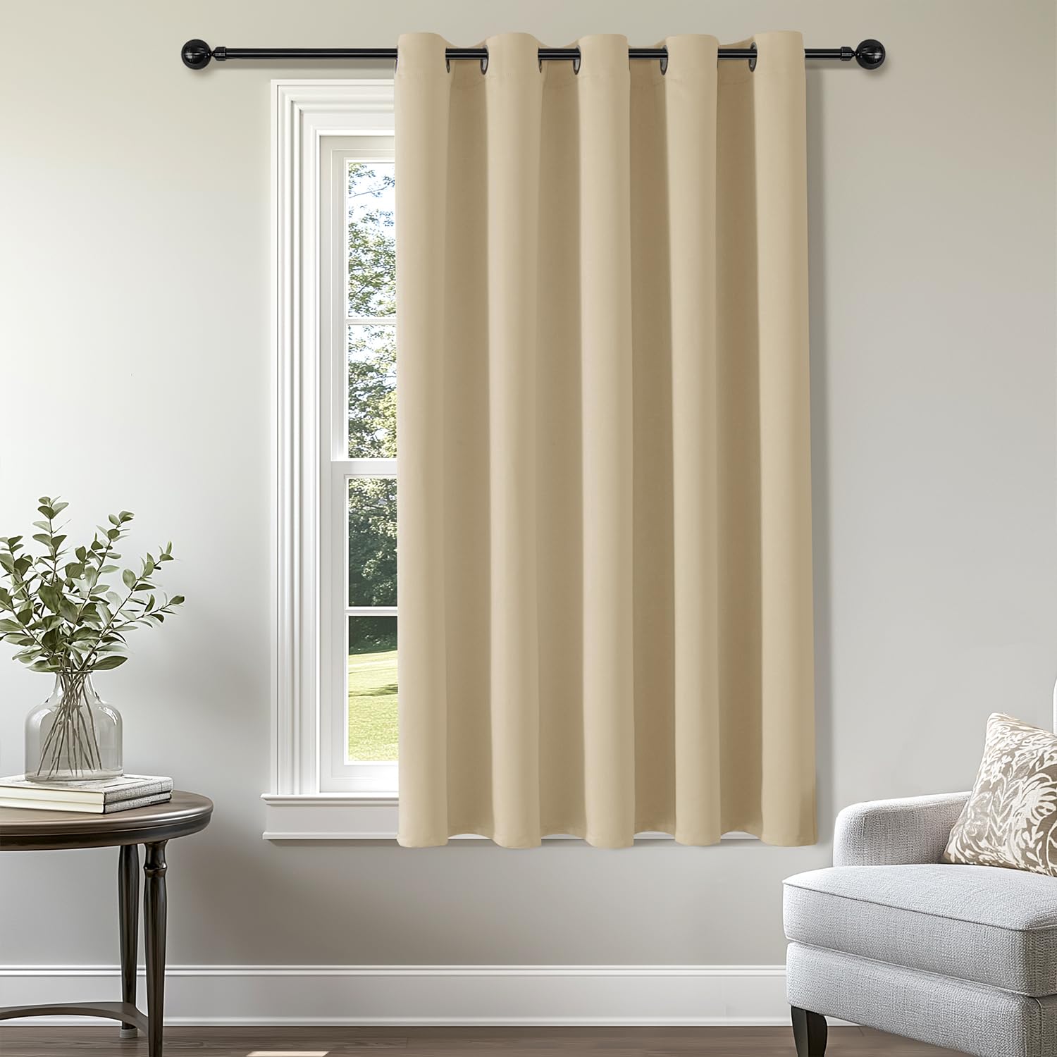 ChrisDowa Blackout Door Curtains for Doorway Privacy, Grommet Closet Curtains for Bedroom Closet Door, Thermal Insulated Temporary Doorway Cover Room Divider Drapes (1 Panel, Dark Grey, 34 x 80 Inch)