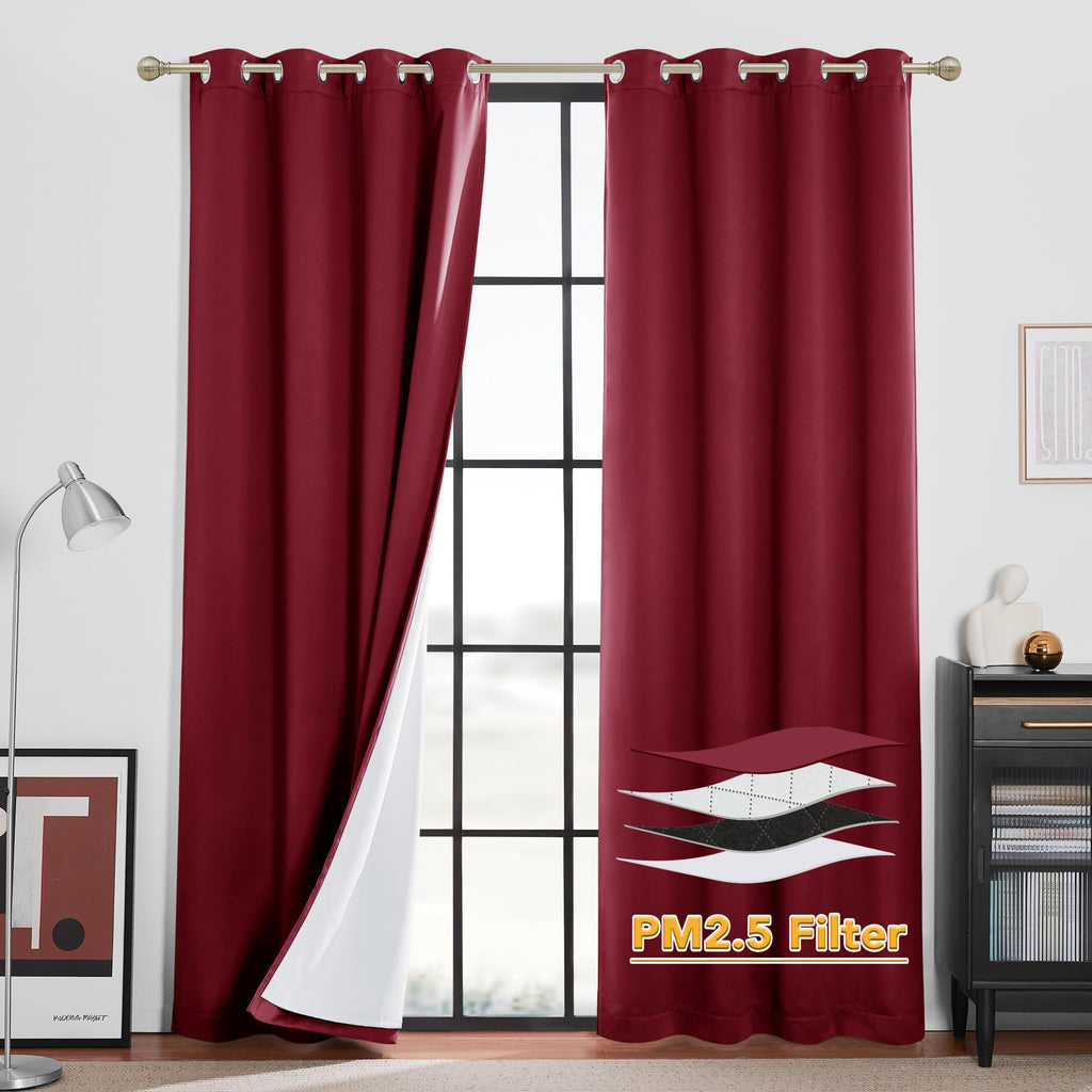 RYB HOME Dustproof Curtains for Large Window, Soundproof Thermal Insulated Blackout Curtains for Sliding Glass Door Furance Office Dorm Bedroom Living Room, Silver Grey, W62 x L95 inch, 2 Panels