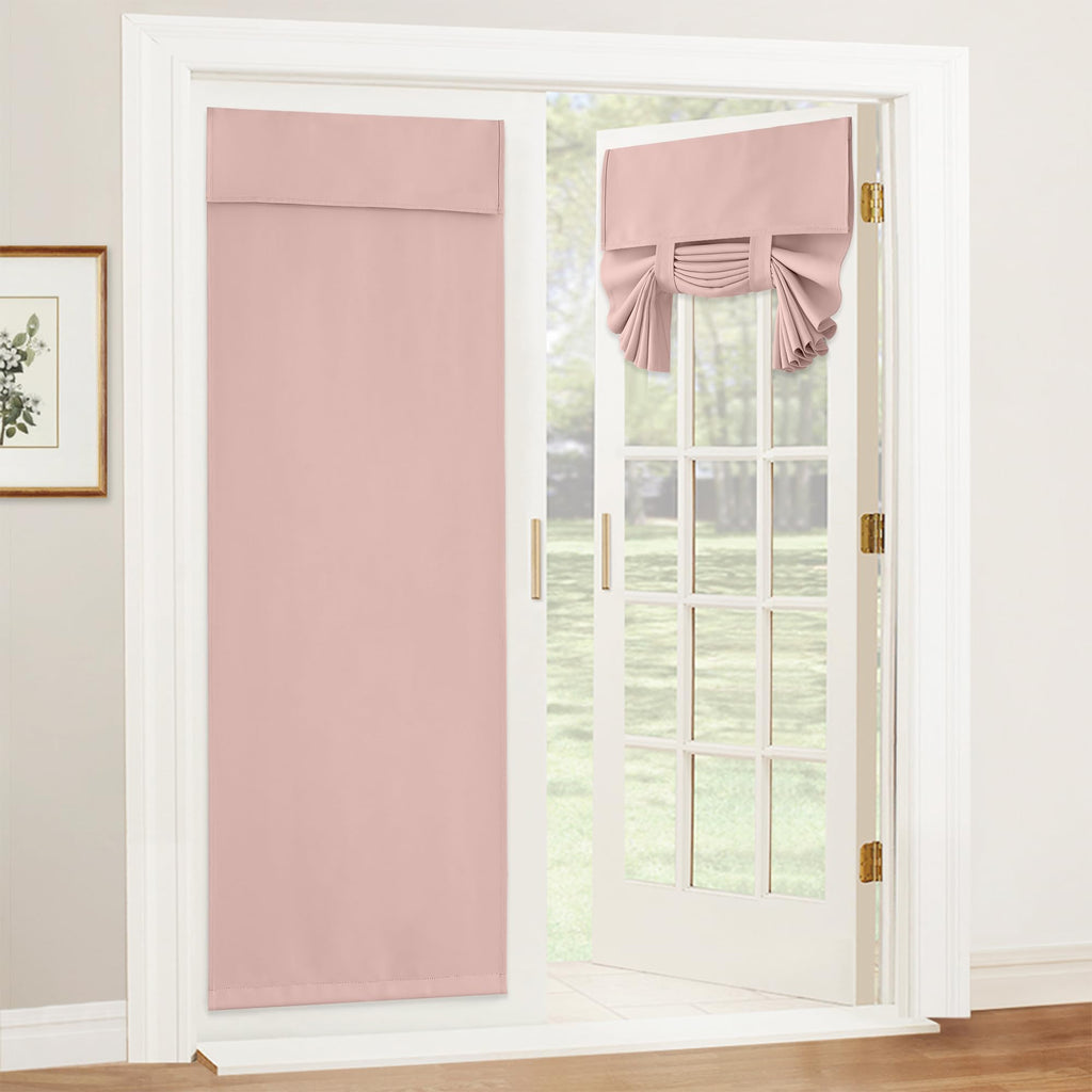 RYB HOME Blackout French Door Curtain - Privacy Thermal Insulated Window Shades for Patio Kitchen Front Entry Back Door Glass Window, Self Adhesive No Drill, 1 Panel, 26" W x 69" L, Black