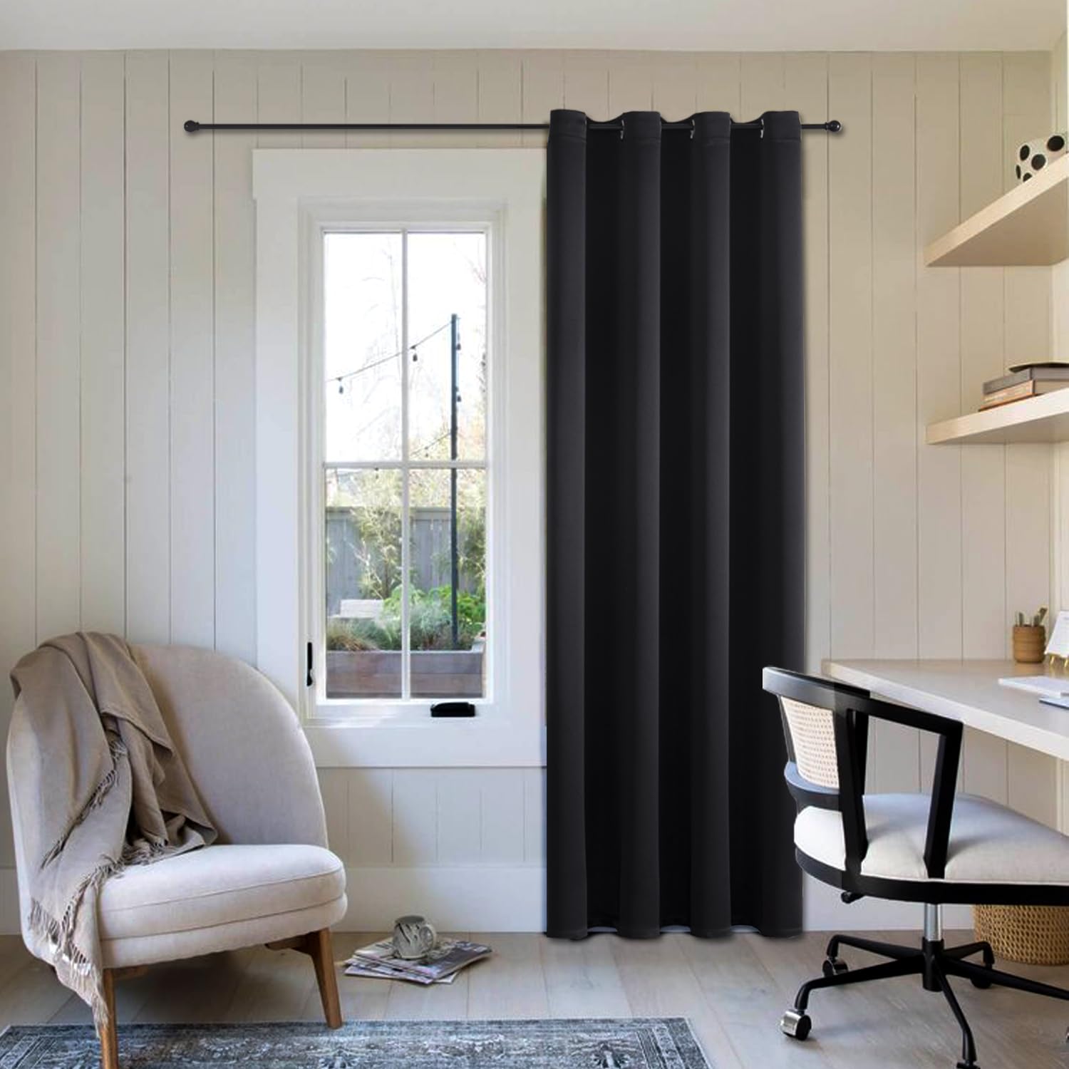 ChrisDowa Blackout Door Curtains for Doorway Privacy, Grommet Closet Curtains for Bedroom Closet Door, Thermal Insulated Temporary Doorway Cover Room Divider Drapes (1 Panel, Dark Grey, 34 x 80 Inch)