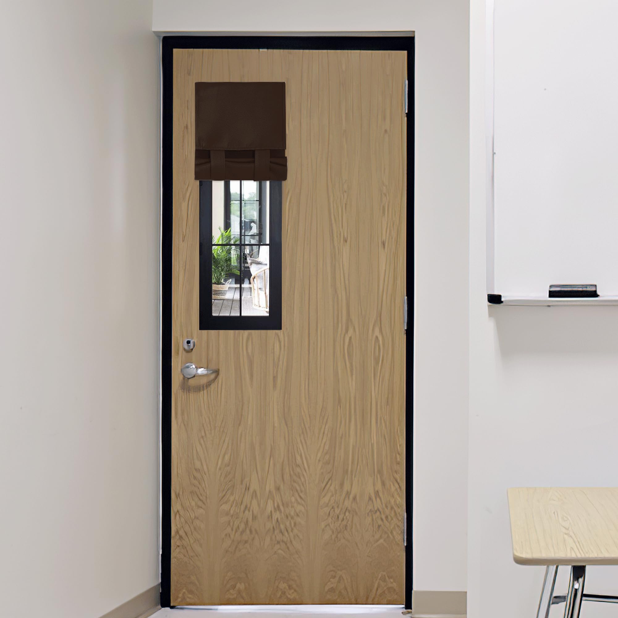 RYB HOME Blackout French Door Curtain - Privacy Thermal Insulated Window Shades for Patio Kitchen Front Entry Back Door Glass Window, Self Adhesive No Drill, 1 Panel, 26" W x 69" L, Black