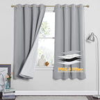 RYB HOME Dustproof Curtains for Large Window, Soundproof Thermal Insulated Blackout Curtains for Sliding Glass Door Furance Office Dorm Bedroom Living Room, Silver Grey, W62 x L95 inch, 2 Panels