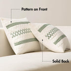 Set of 2 18x18 Inch Sage Green Macrame Woven Boho Farmhouse Pillow Covers Retro Cotton Cushion Cases for Sofa Bed Chair Summer Spring Decor