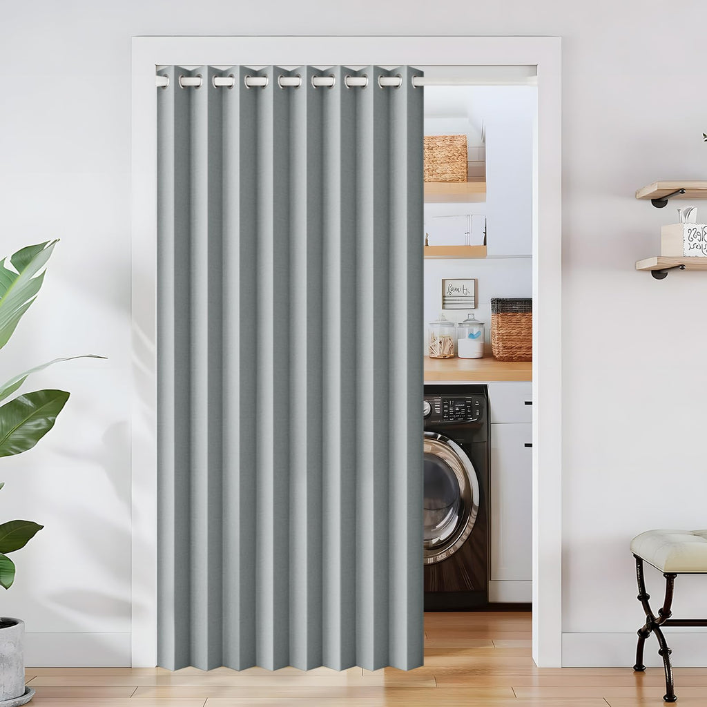 100% Blackout Privacy Door Curtain for Doorway, Magnetic Door Curtain for Closet & Hallway, 1 Panel, W45 x L80, Gray